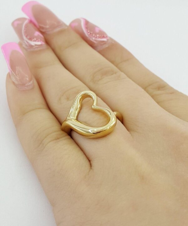 Vintage Tiffany & Co Elsa Peretti ® 18K Yellow Gold Large Open Heart Ring 18.6mm