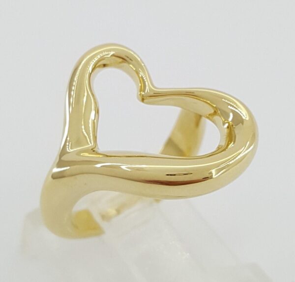 Vintage Tiffany & Co Elsa Peretti ® 18K Yellow Gold Large Open Heart Ring 18.6mm