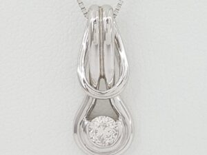 Love Knot Round Cut Diamond Pendant 0.4 ct 14k White Gold 5.2 Grams 24"