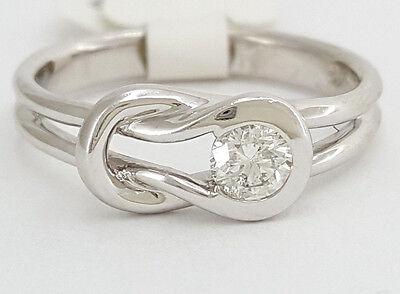 0.25 ct 14k White Gold Round Diamond Solitaire Knot Engagement Ring 3.5 Grams