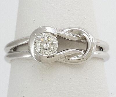 0.25 ct 14k White Gold Round Diamond Solitaire Knot Engagement Ring 3.5 Grams