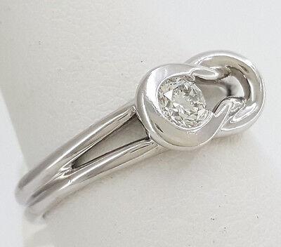 0.25 ct 14k White Gold Round Diamond Solitaire Knot Engagement Ring 3.5 Grams
