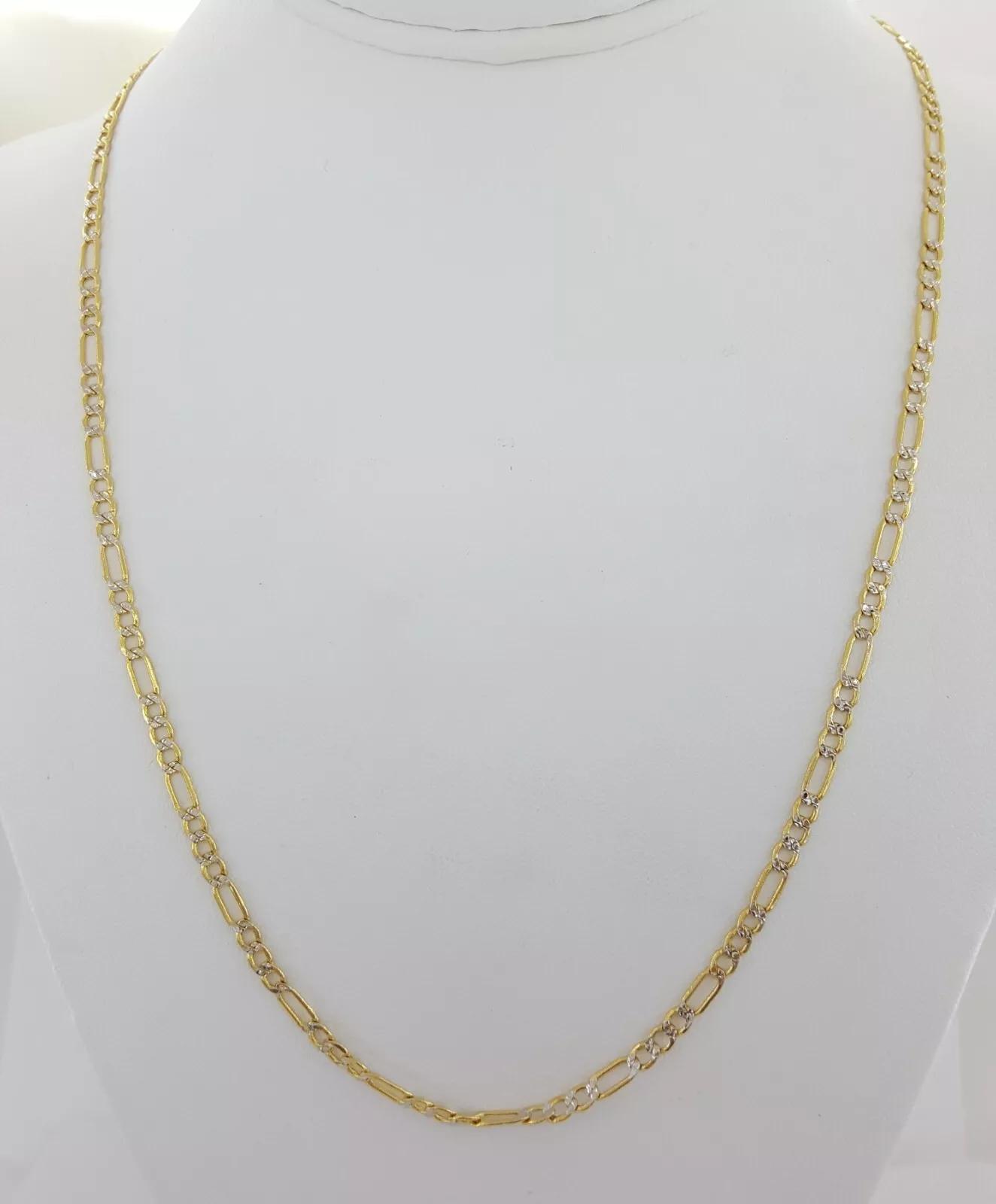 Yellow Gold Figaro Lightweight Chain Necklace 10K 22" Long 4.3 Grams 3.4 mm Wide