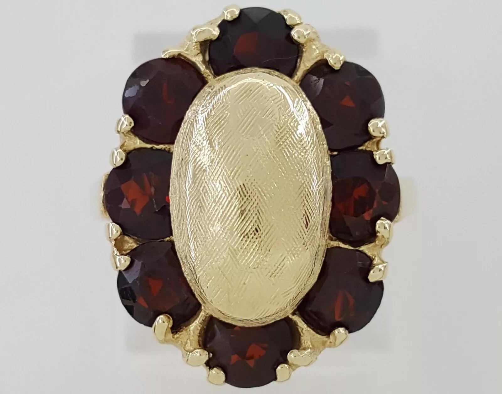 Vintage Old European Cut Garnet 14k Yellow Gold Ring 2.4 ct 5.7 Grams