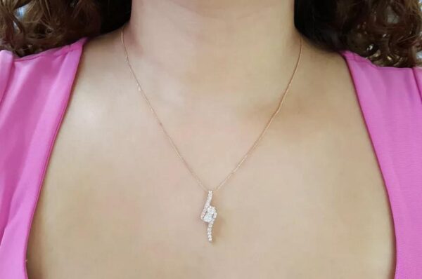Ever Us Two-Stone Round Natural Diamond Pendant Necklace 1 ct 14k Rose Gold 19"