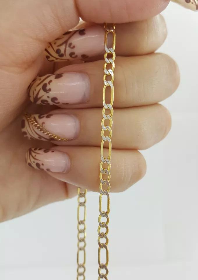 Yellow Gold Figaro Lightweight Chain Necklace 10K 22" Long 4.3 Grams 3.4 mm Wide