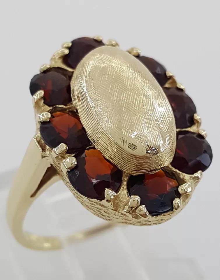 Vintage Old European Cut Garnet 14k Yellow Gold Ring 2.4 ct 5.7 Grams