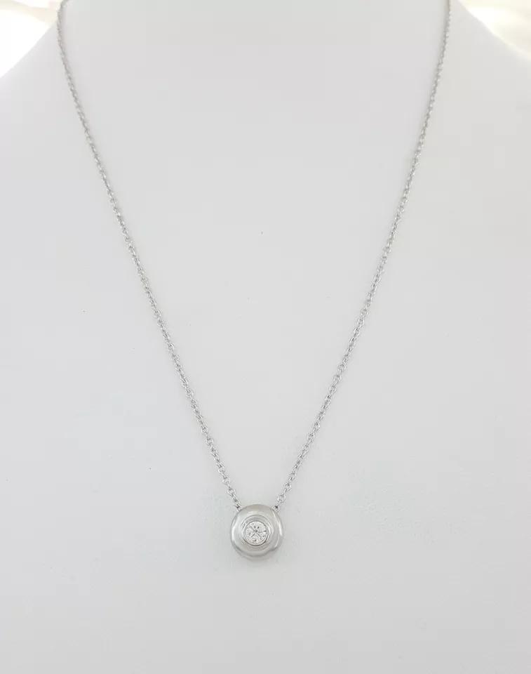 Round Brilliant Diamond Solitaire Pendant / Necklace 18" 0.25 ct 18K White Gold