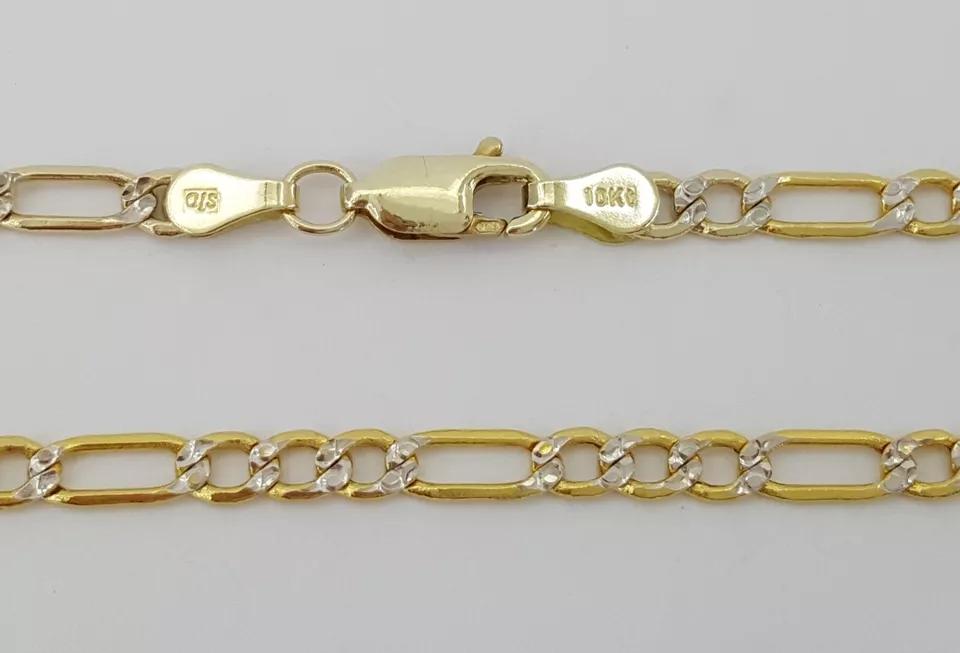Yellow Gold Figaro Lightweight Chain Necklace 10K 22" Long 4.3 Grams 3.4 mm Wide