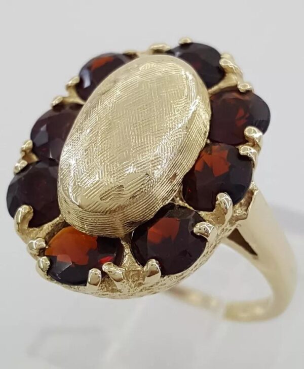 Vintage Old European Cut Garnet 14k Yellow Gold Ring 2.4 ct 5.7 Grams