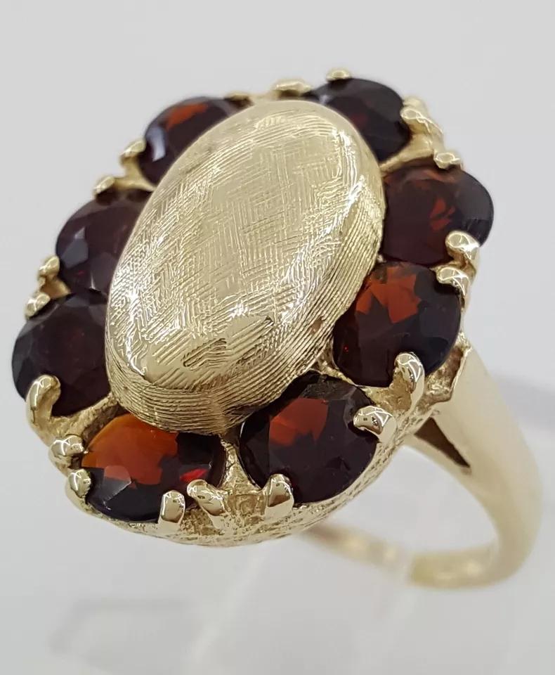 Vintage Old European Cut Garnet 14k Yellow Gold Ring 2.4 ct 5.7 Grams