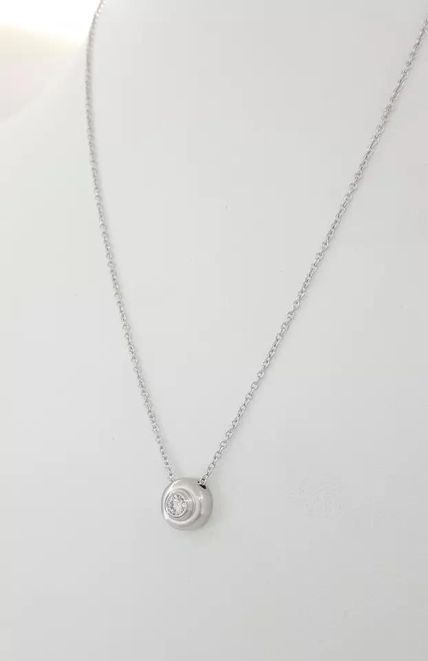 Round Brilliant Diamond Solitaire Pendant / Necklace 18" 0.25 ct 18K White Gold