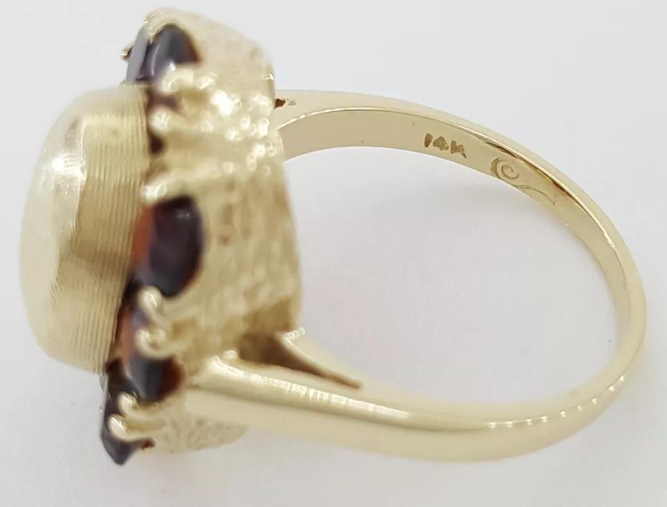 Vintage Old European Cut Garnet 14k Yellow Gold Ring 2.4 ct 5.7 Grams