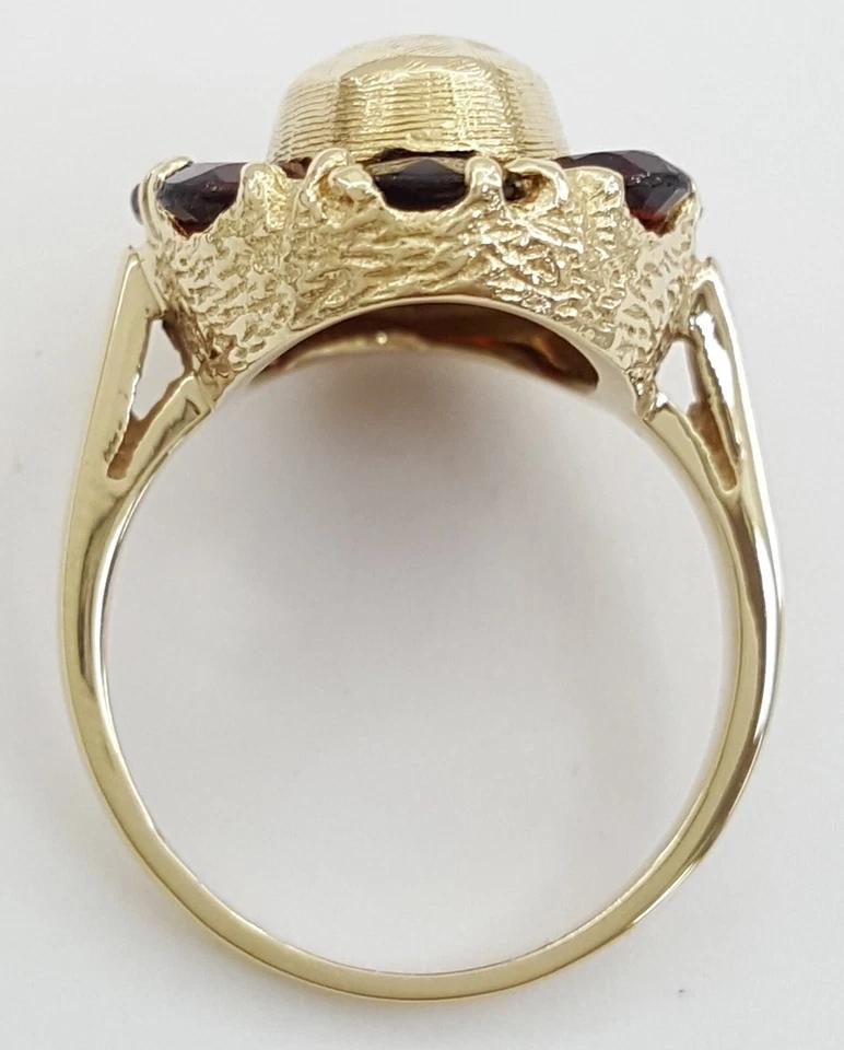 Vintage Old European Cut Garnet 14k Yellow Gold Ring 2.4 ct 5.7 Grams