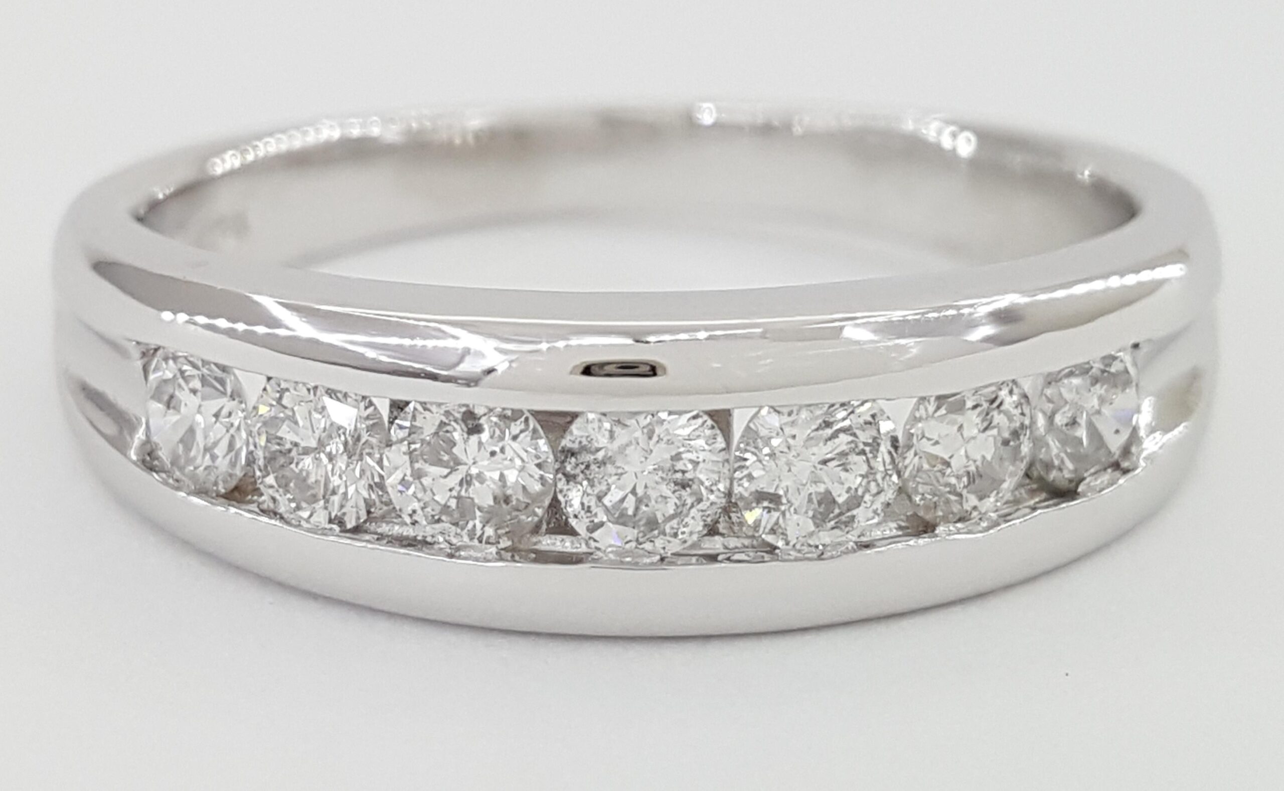 Channel Set Round Diamond Gents Platinum Wedding Band 1 ct 6.5mm Retail $2,999