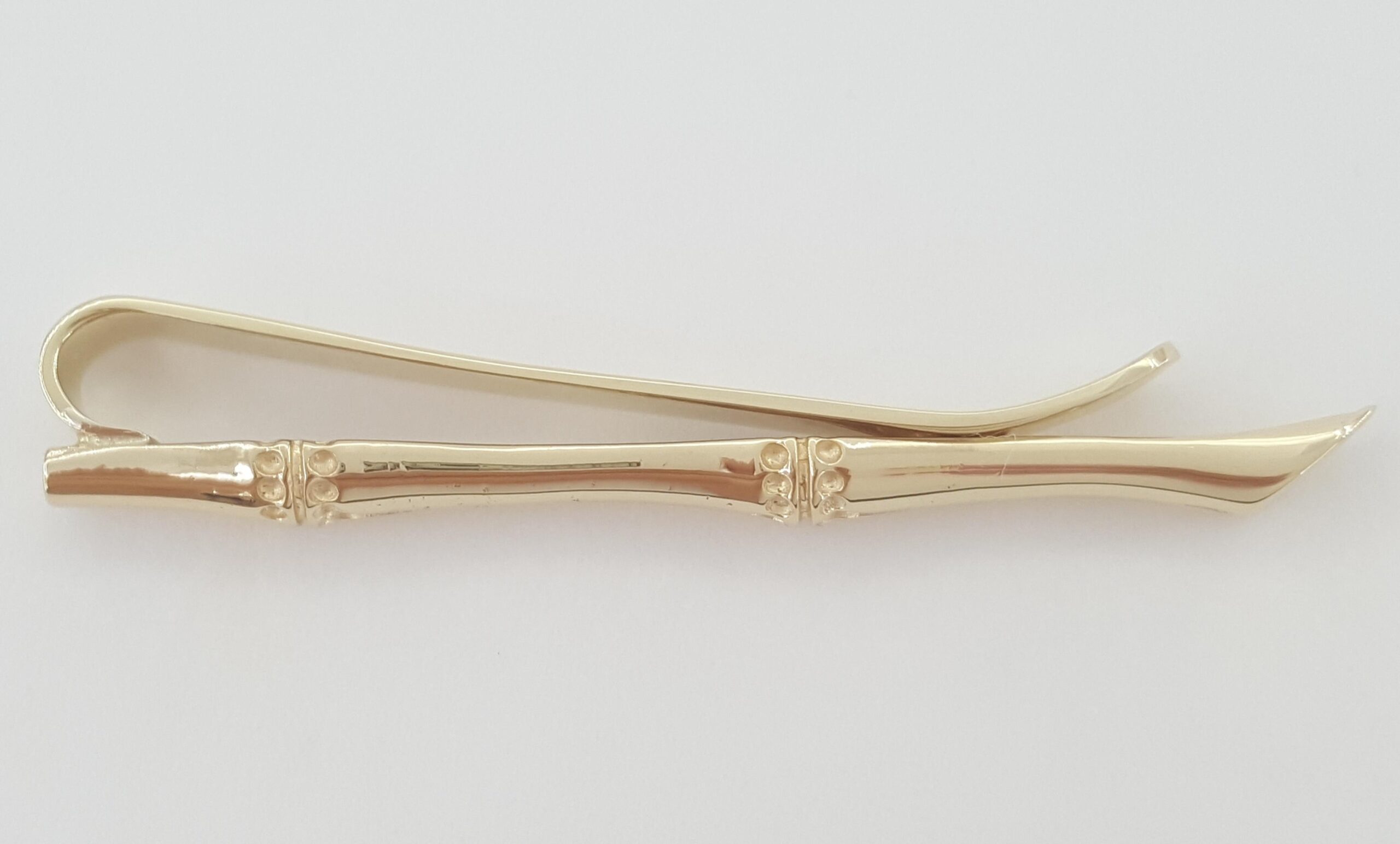 Tiffany & Co Vintage 14K Yellow Gold Bamboo Motif Pattern Tie Clip Bar 1.85"