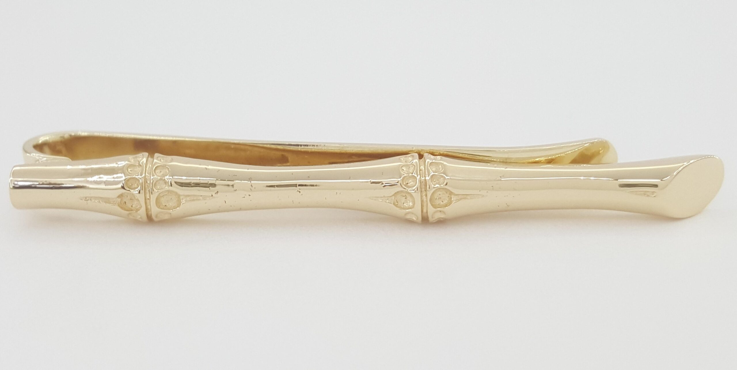 Tiffany & Co Vintage 14K Yellow Gold Bamboo Motif Pattern Tie Clip Bar 1.85"