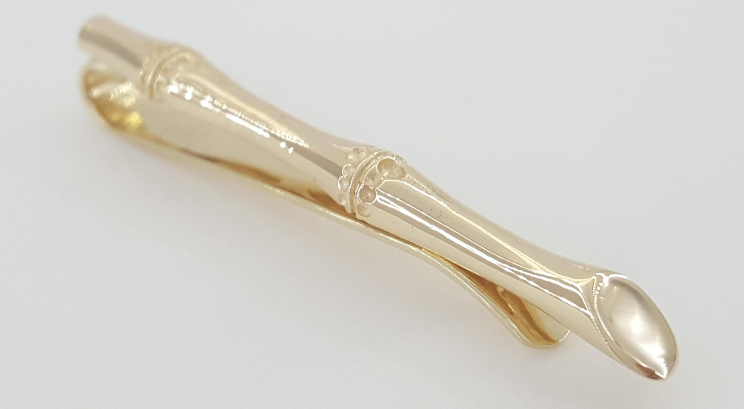 Tiffany & Co Vintage 14K Yellow Gold Bamboo Motif Pattern Tie Clip Bar 1.85"
