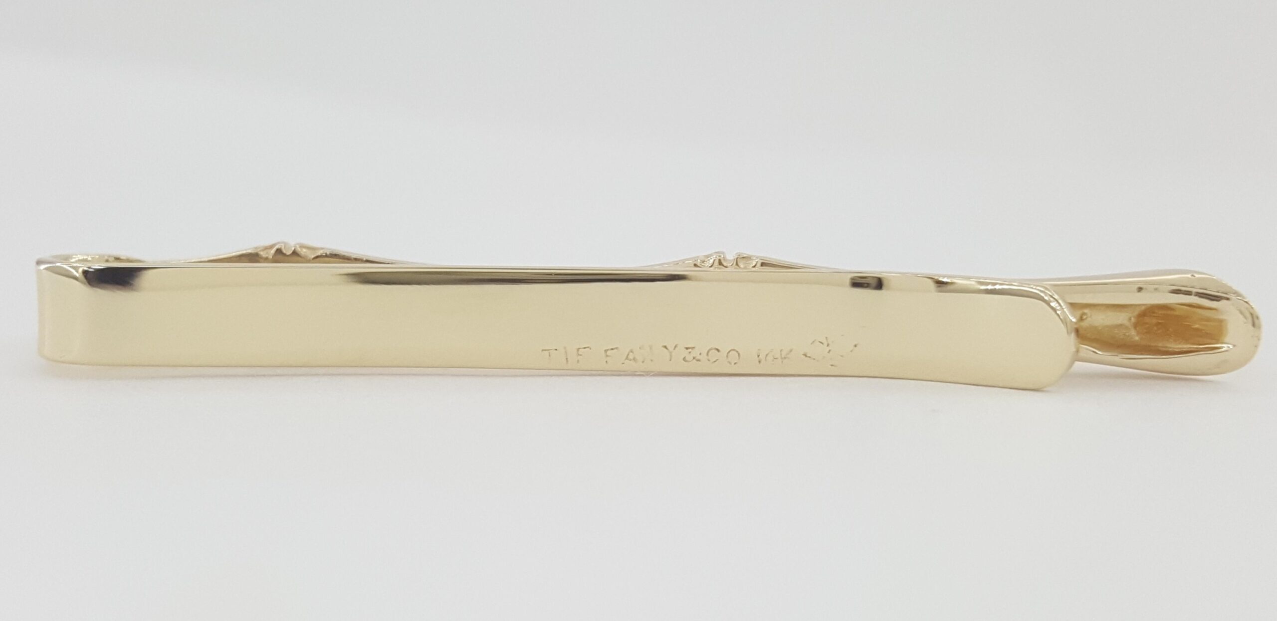 Tiffany & Co Vintage 14K Yellow Gold Bamboo Motif Pattern Tie Clip Bar 1.85"