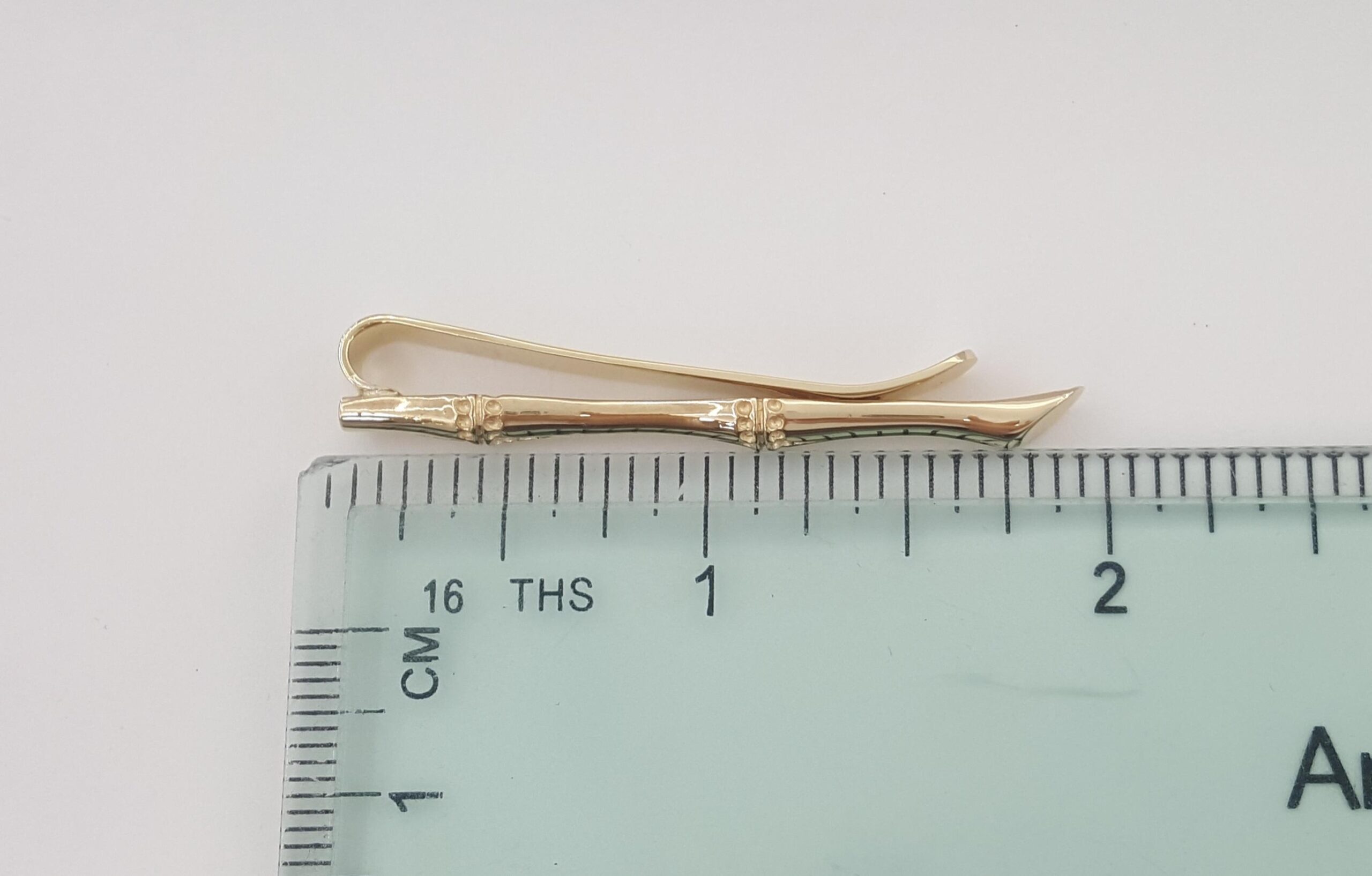 Tiffany & Co Vintage 14K Yellow Gold Bamboo Motif Pattern Tie Clip Bar 1.85"