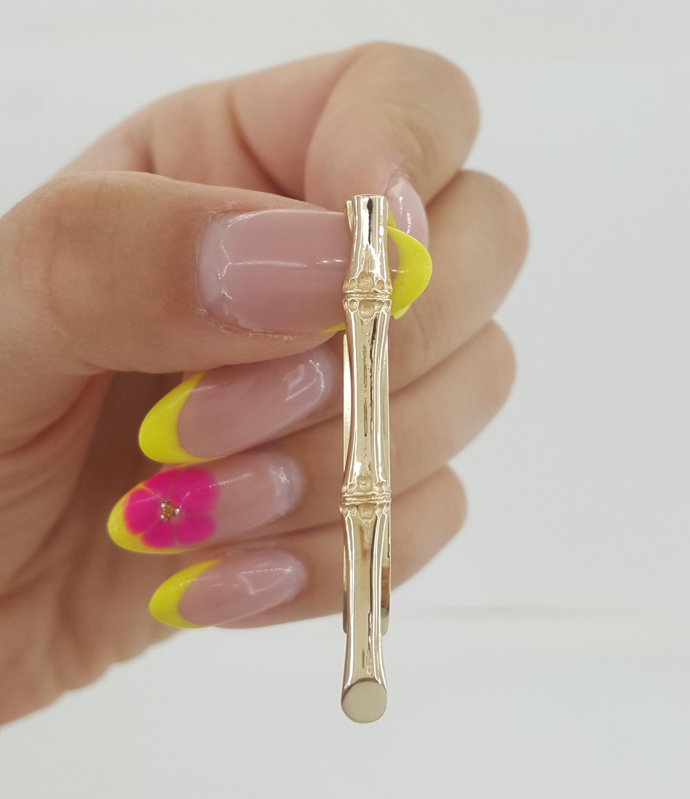 Tiffany & Co Vintage 14K Yellow Gold Bamboo Motif Pattern Tie Clip Bar 1.85"