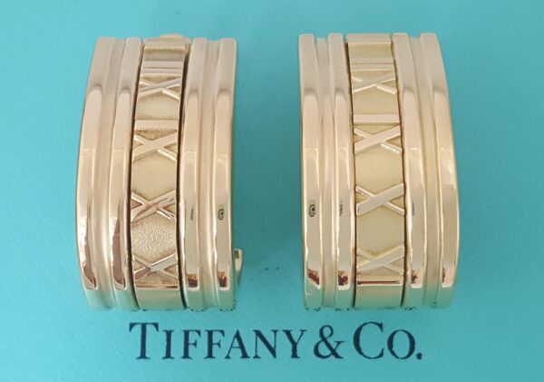 Tiffany & Co 18K Yellow Gold Atlas Clip On Earclip Earrings 26 Grams