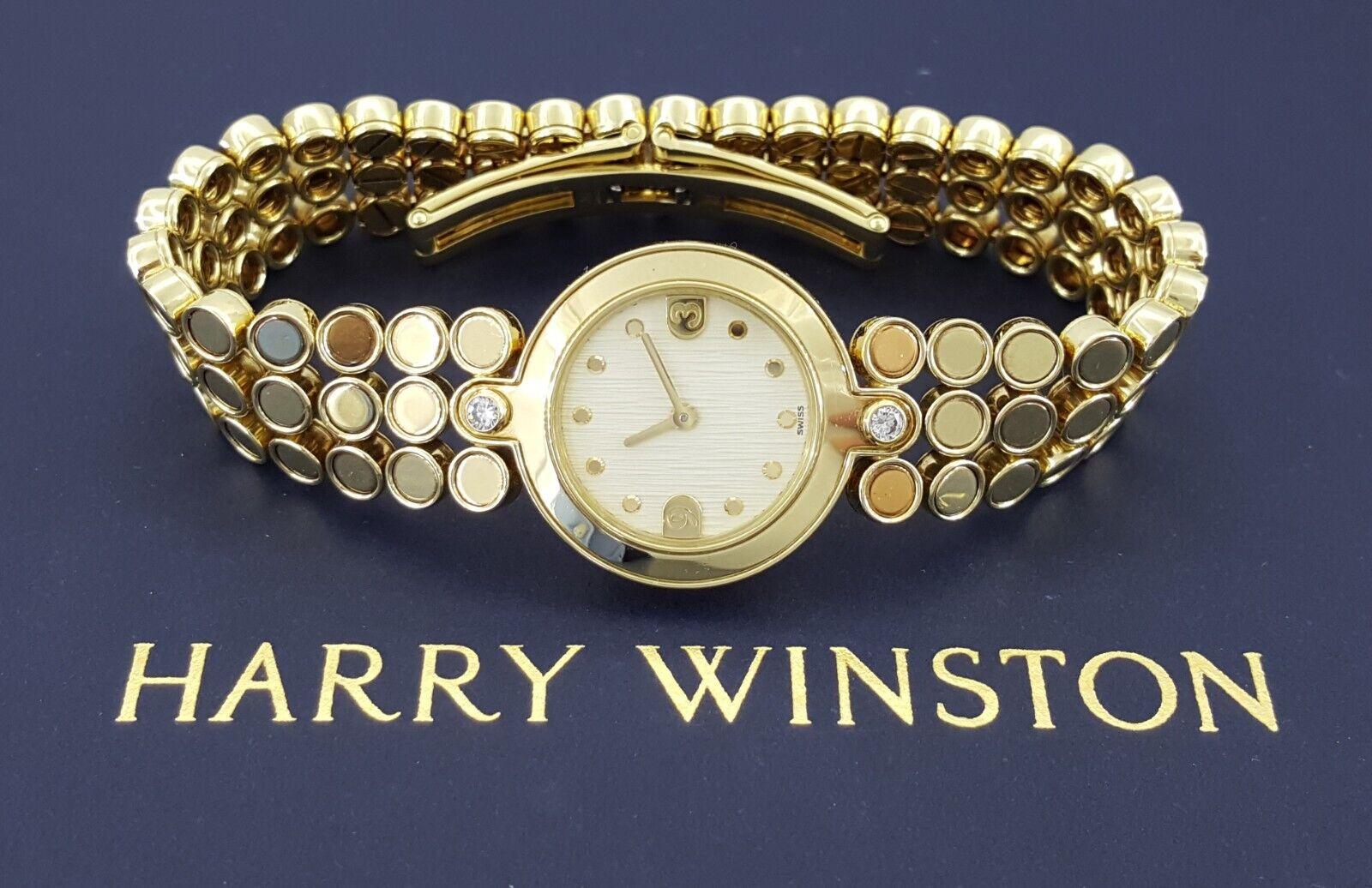 Harry Winston Premier Ladies 18k Yellow Gold Diamond Quartz Watch 22.6mm 66 Gr