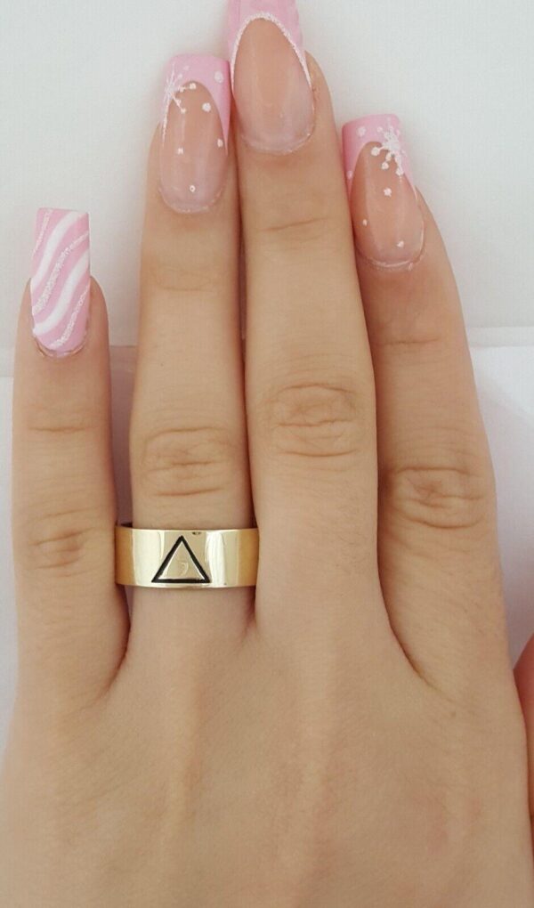 Masonic Freemasons Virtus Junxit Mors Men's Ring 14K Gold 7.4 mm