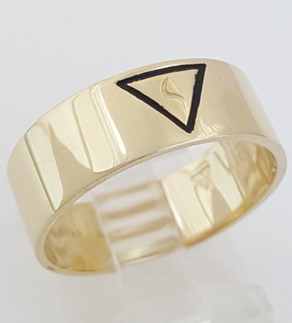 Masonic Freemasons Virtus Junxit Mors Men's Ring 14K Gold 7.4 mm