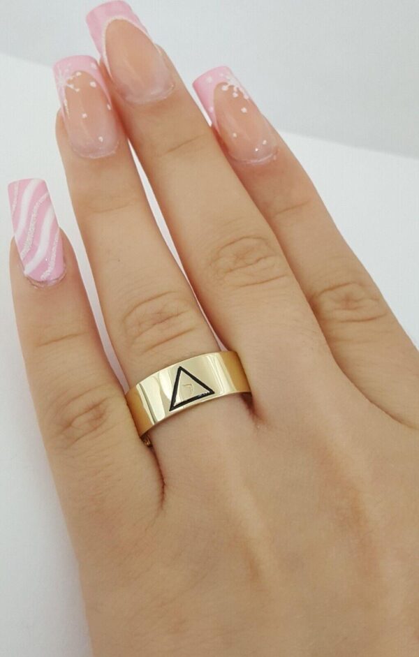 Masonic Freemasons Virtus Junxit Mors Men's Ring 14K Gold 7.4 mm
