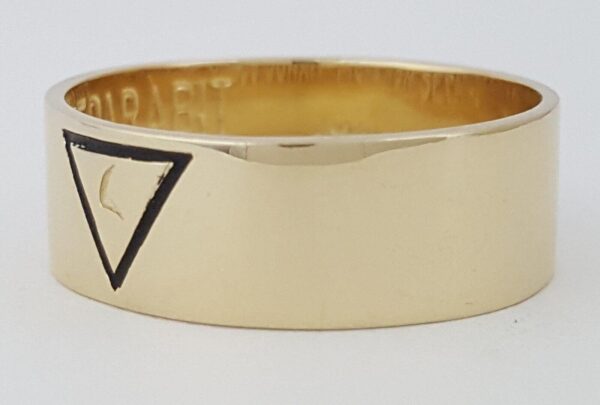 Masonic Freemasons Virtus Junxit Mors Men's Ring 14K Gold 7.4 mm