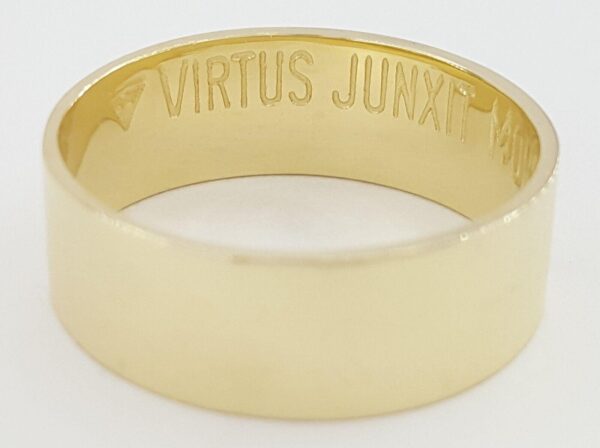 Masonic Freemasons Virtus Junxit Mors Men's Ring 14K Gold 7.4 mm