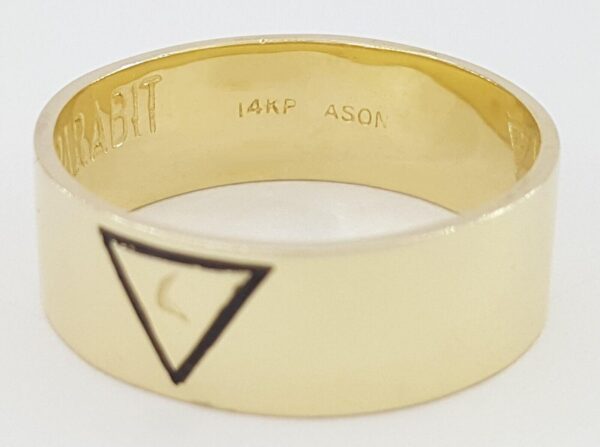 Masonic Freemasons Virtus Junxit Mors Men's Ring 14K Gold 7.4 mm
