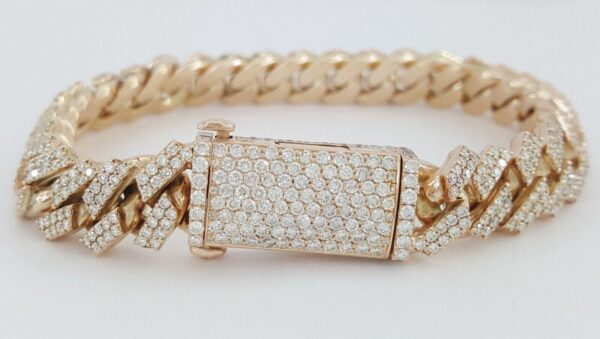 Cuban Link Pave Diamond Rose Gold Bracelet 8 ct 75.4 Grams 10k 8.25"