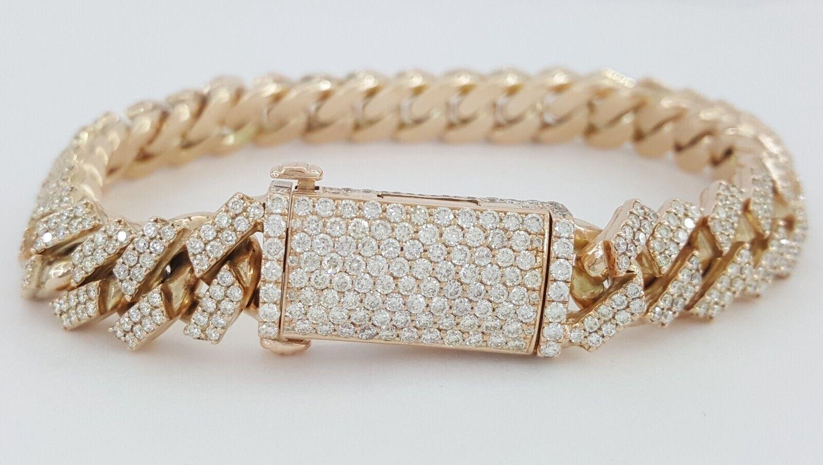 Cuban Link Pave Diamond Rose Gold Bracelet 8 ct 75.4 Grams 10k 8.25"