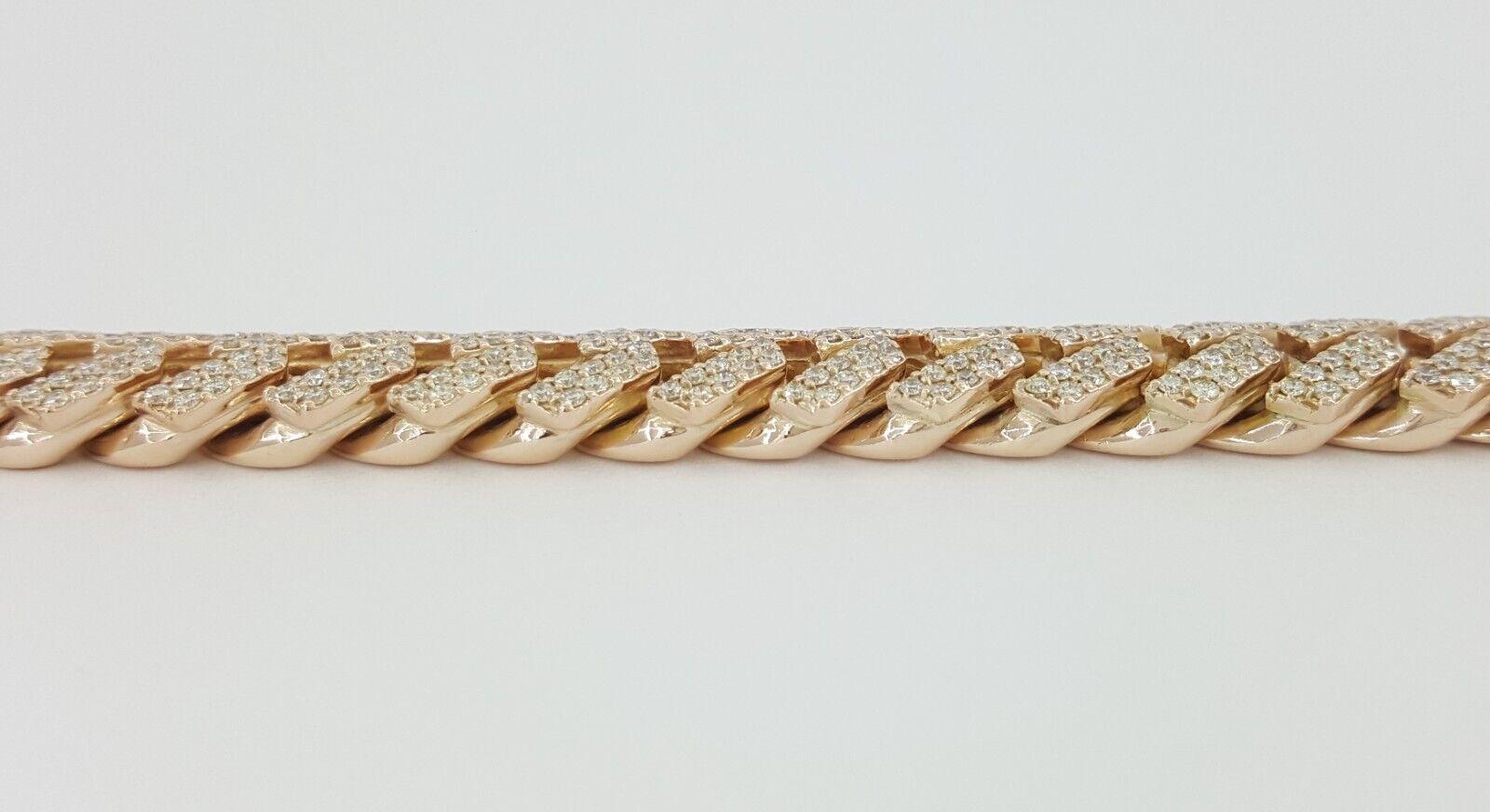 Cuban Link Pave Diamond Rose Gold Bracelet 8 ct 75.4 Grams 10k 8.25"