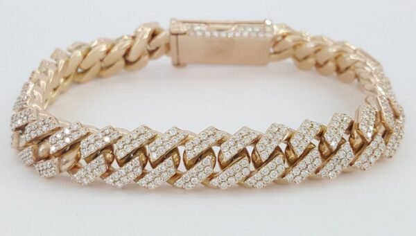 Cuban Link Pave Diamond Rose Gold Bracelet 8 ct 75.4 Grams 10k 8.25"