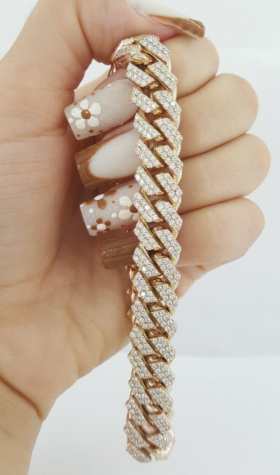 Cuban Link Pave Diamond Rose Gold Bracelet 8 ct 75.4 Grams 10k 8.25"