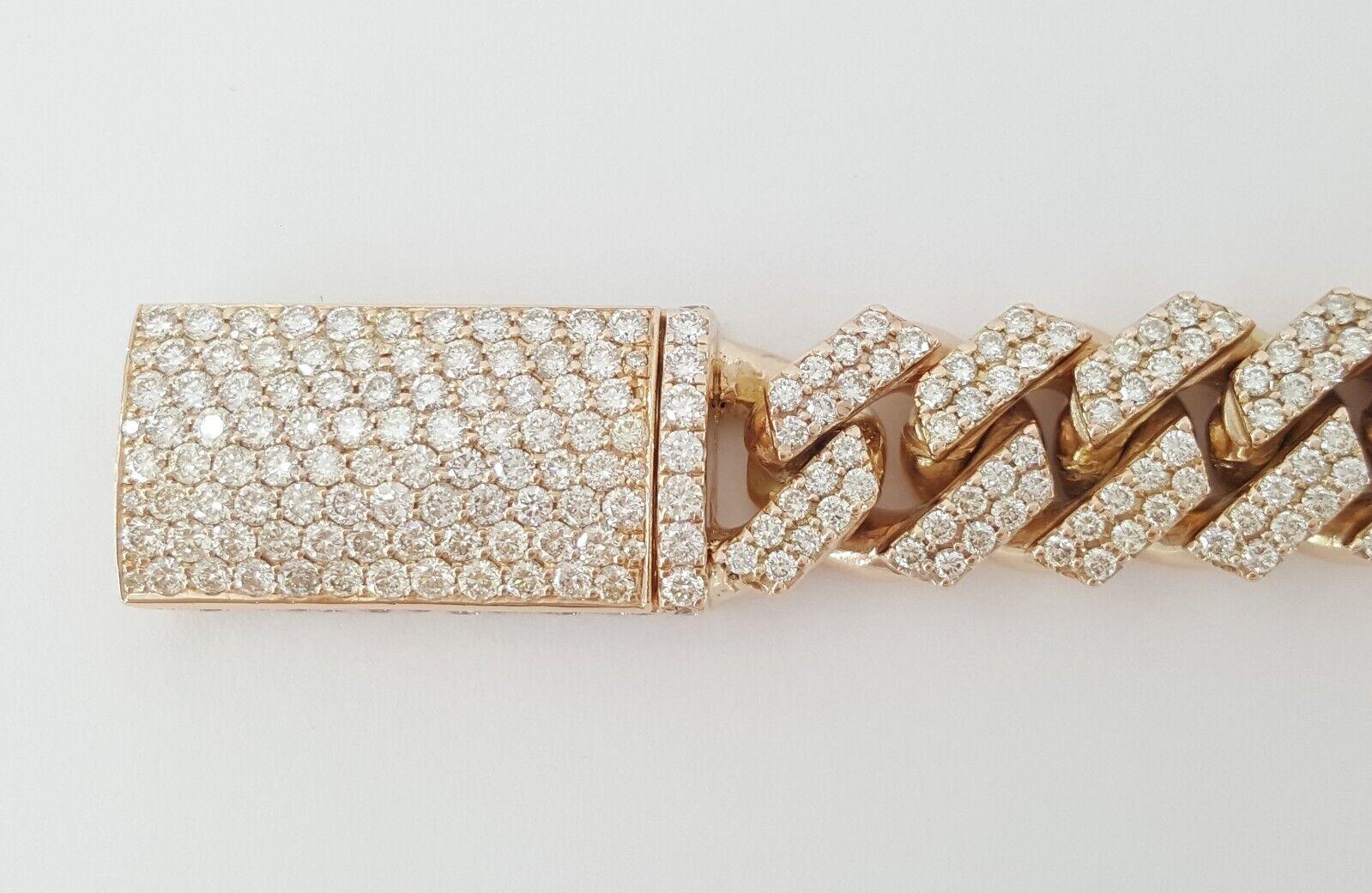 Cuban Link Pave Diamond Rose Gold Bracelet 8 ct 75.4 Grams 10k 8.25"