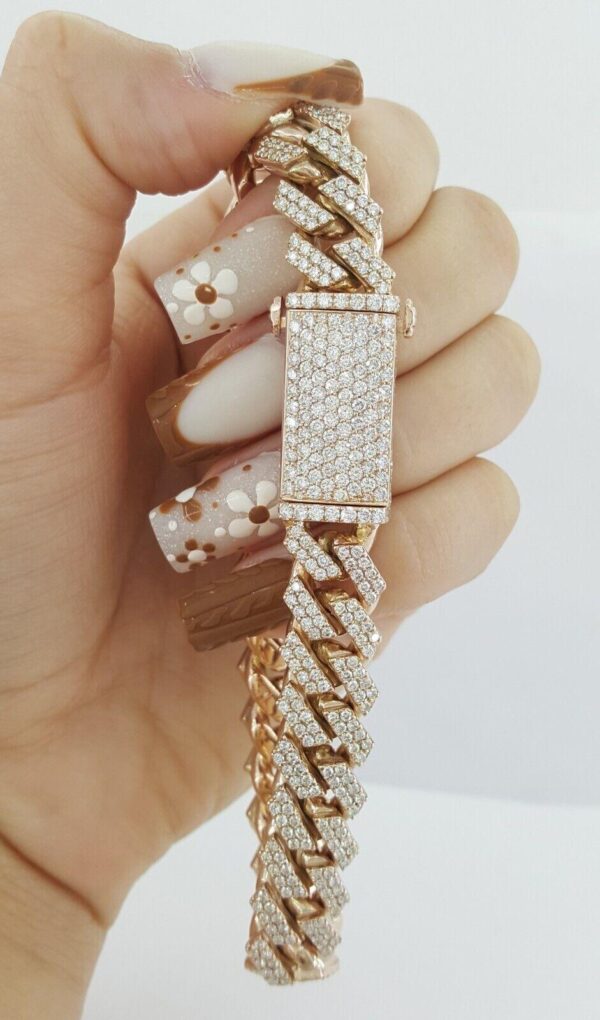 Cuban Link Pave Diamond Rose Gold Bracelet 8 ct 75.4 Grams 10k 8.25"