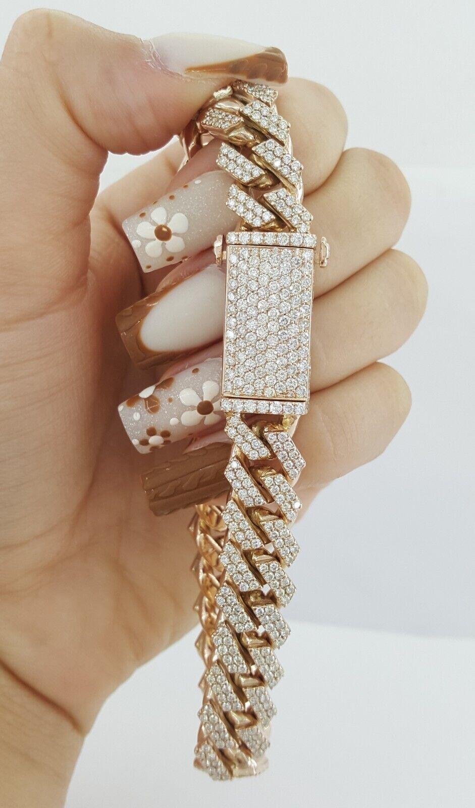 Cuban Link Pave Diamond Rose Gold Bracelet 8 ct 75.4 Grams 10k 8.25"