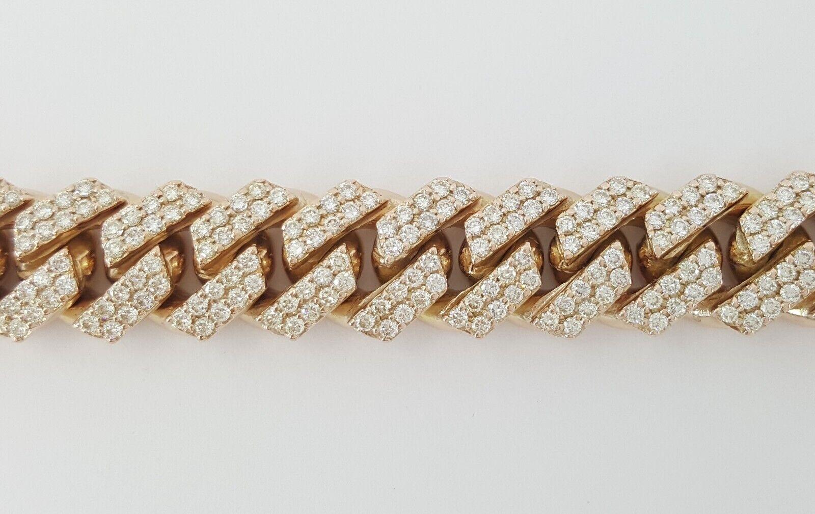 Cuban Link Pave Diamond Rose Gold Bracelet 8 ct 75.4 Grams 10k 8.25"