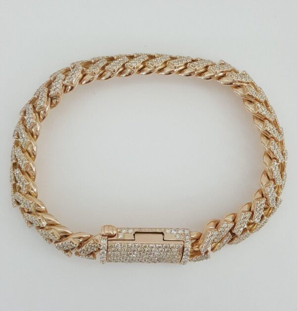 Cuban Link Pave Diamond Rose Gold Bracelet 8 ct 75.4 Grams 10k 8.25"