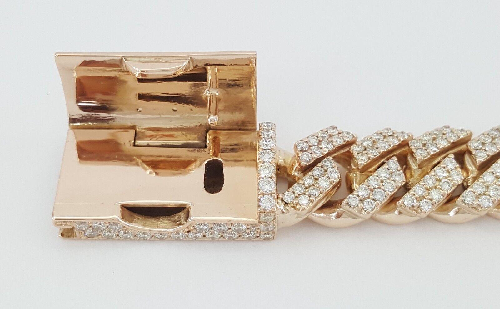 Cuban Link Pave Diamond Rose Gold Bracelet 8 ct 75.4 Grams 10k 8.25"