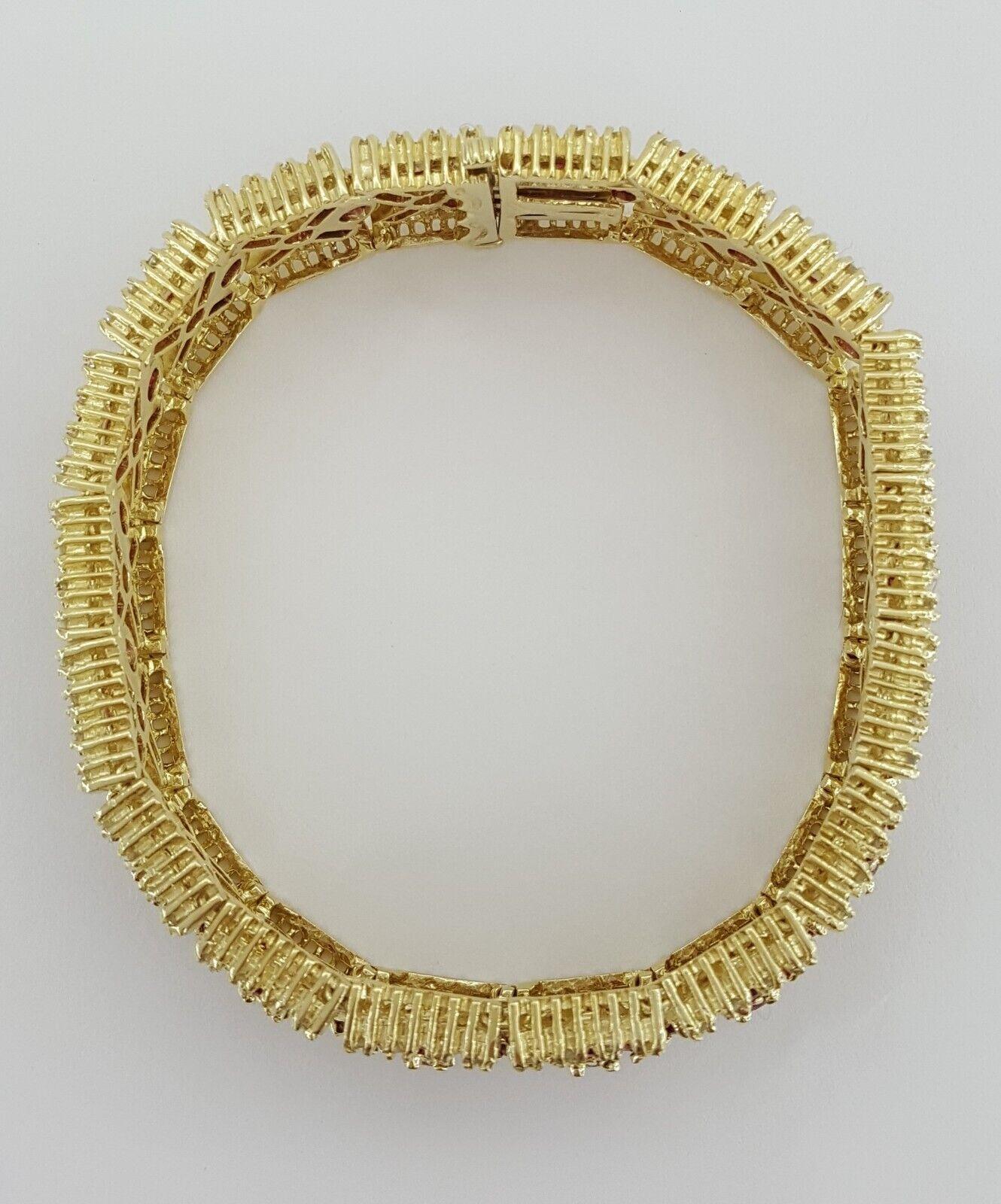 Diamond & Red Ruby Flower Tennis Bracelet 24.6 ct 53.8 Grams 7 1/8"