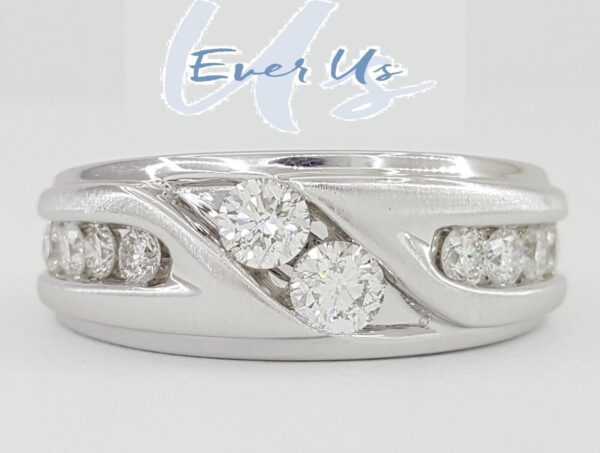 Ever Us Round Diamond Channel Set 14k White 1 ct Gold Wedding Anniversary Band