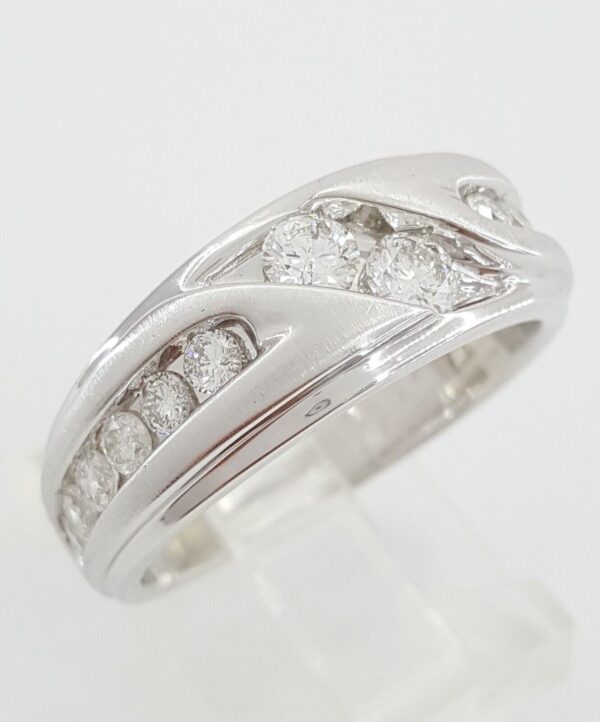Ever Us Round Diamond Channel Set 14k White 1 ct Gold Wedding Anniversary Band