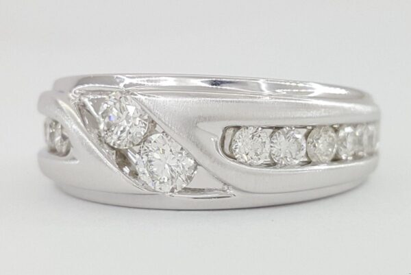 Ever Us Round Diamond Channel Set 14k White 1 ct Gold Wedding Anniversary Band