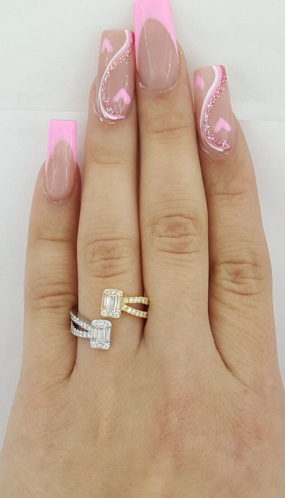 Bypass Baguette Princess & Round Diamond 1 ct 18k Two-Tone Ring Rtl 3,200