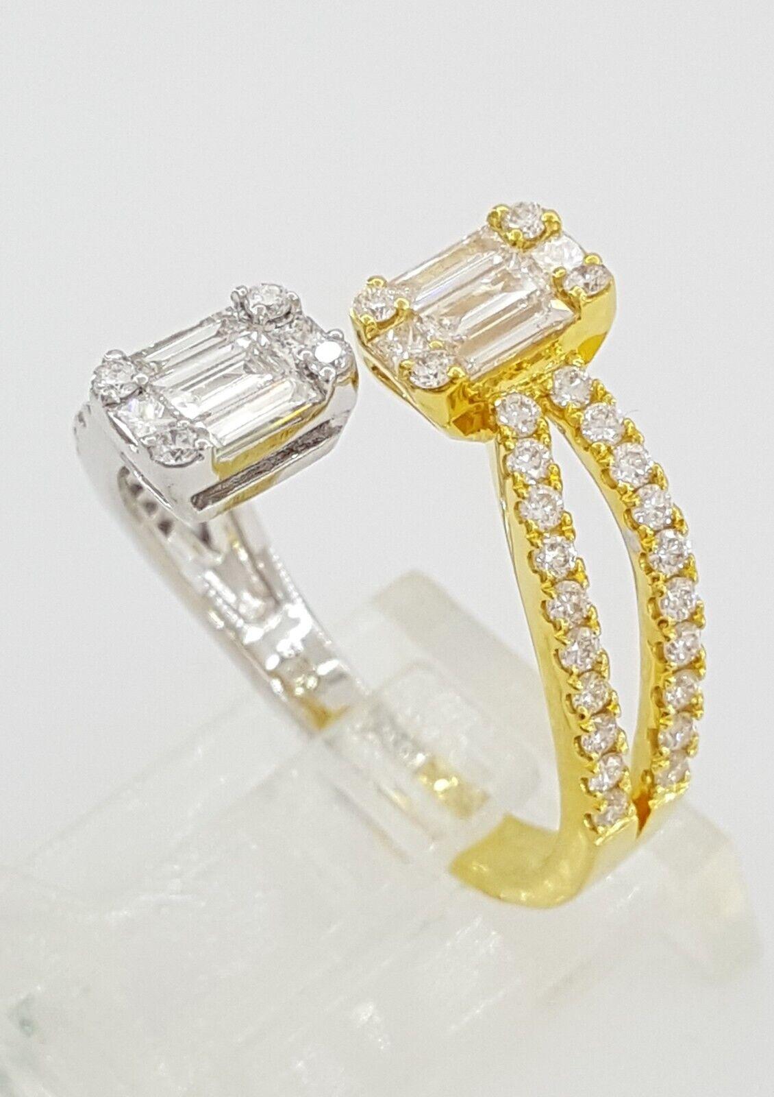 Bypass Baguette Princess & Round Diamond 1 ct 18k Two-Tone Ring Rtl 3,200